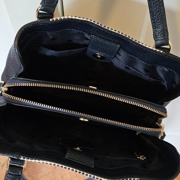 Kate Spade Jackson Medium Satchel Triple Compartment Boardwalk Stripe Rainbow - Picture 3 of 4